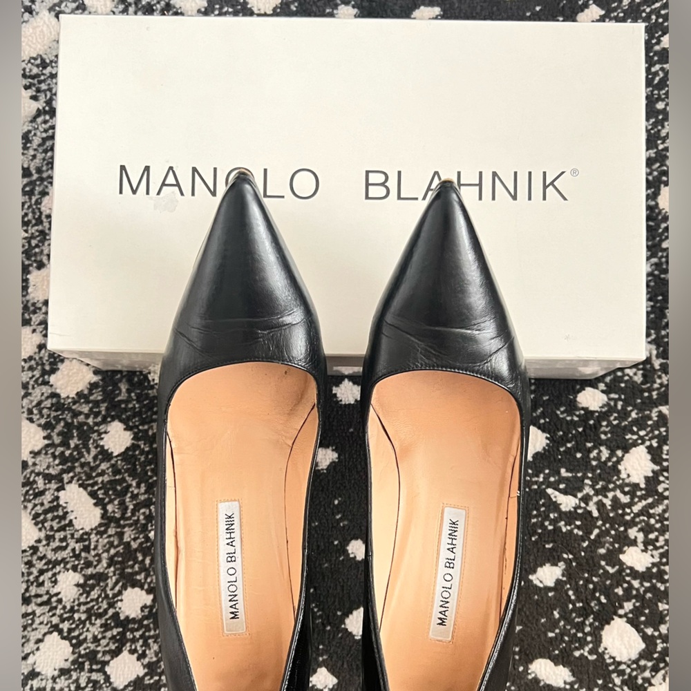 Manolo Blahnik BB 105 Black kidskin leather pump 38 1/2 8HB - Picture 8 of 14